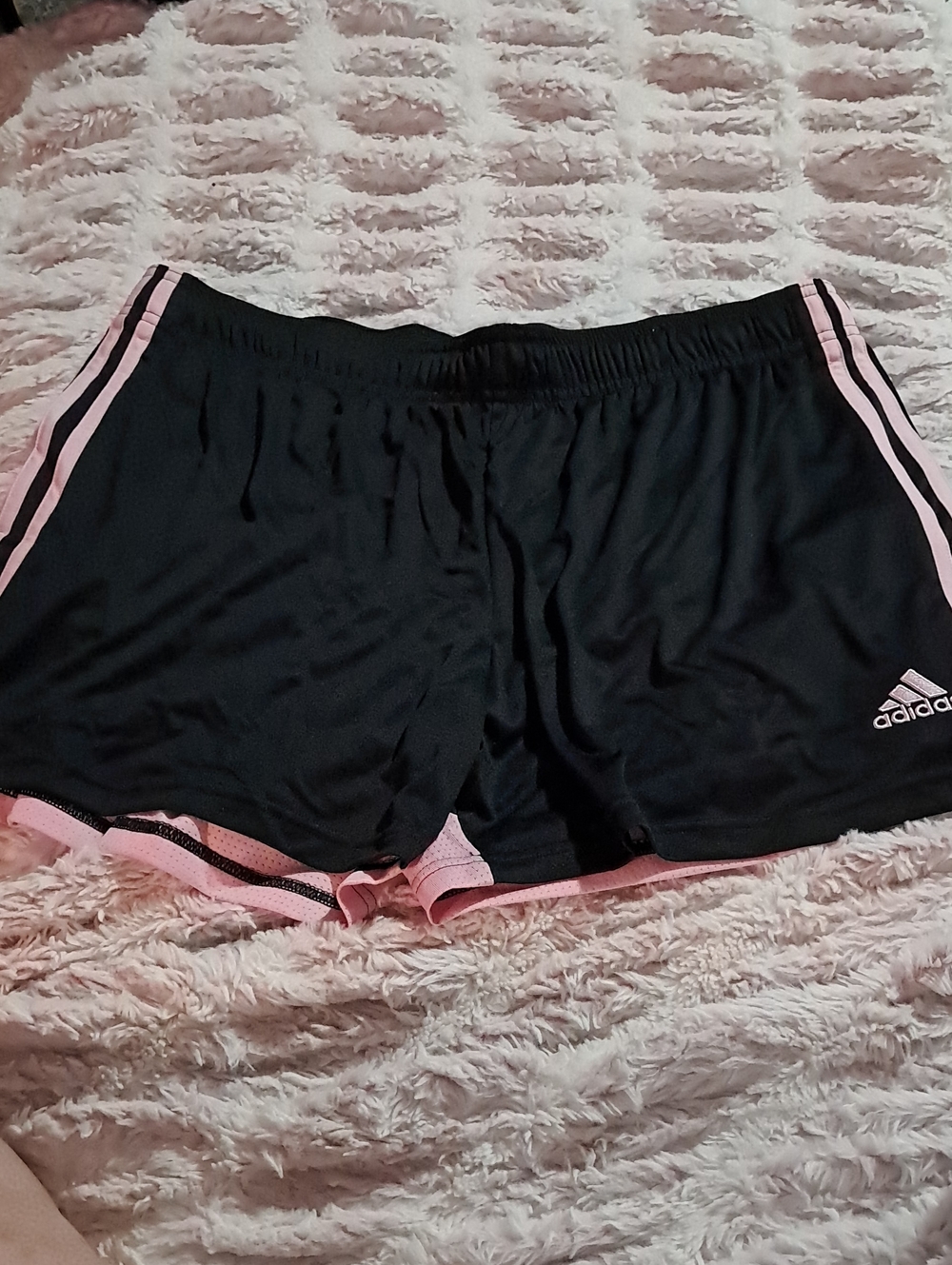 adidas Black Athletic Shorts with Pink Accents